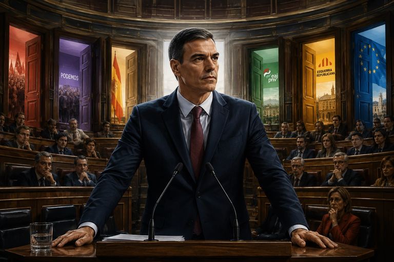 Pedro Sánchez, Liderazgo político, España, Democracia fragmentada, Negociación, Resiliencia